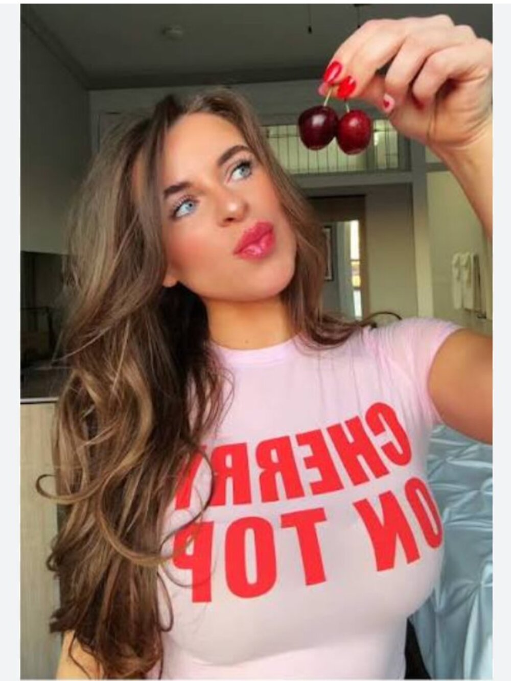 NWOT SKIMS Valentine Collection Fits Everybody Cherry on Top T-Shirt Baby Tee XL